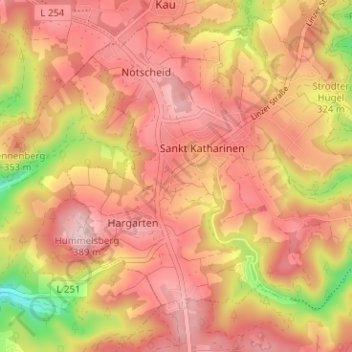 Carte topographique Noll, altitude, relief