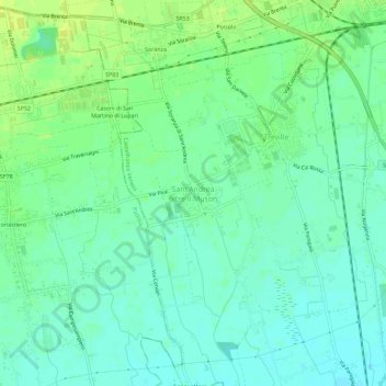 Carte topographique Sant'Andrea oltre il Muson, altitude, relief