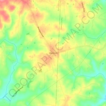 Carte topographique Westfield, altitude, relief