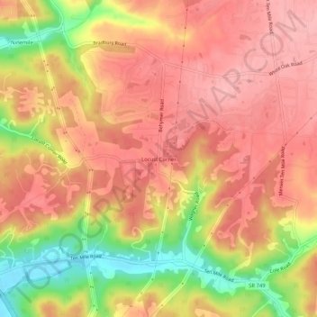 Carte topographique Locust Corner, altitude, relief