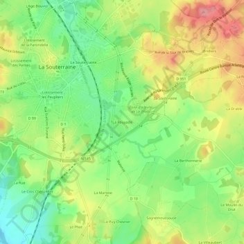 Carte topographique La Pouyade, altitude, relief