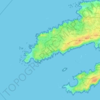 Carte topographique Loqueltas, altitude, relief