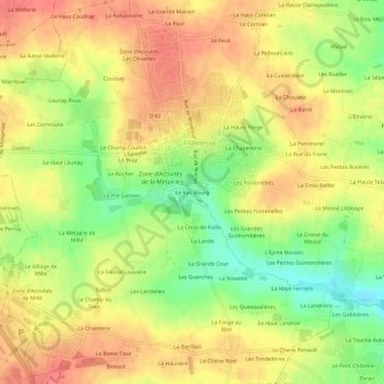 Carte topographique Le Bas Bourg, altitude, relief
