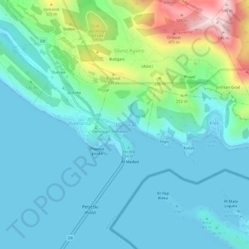 Carte topographique Duboka, altitude, relief