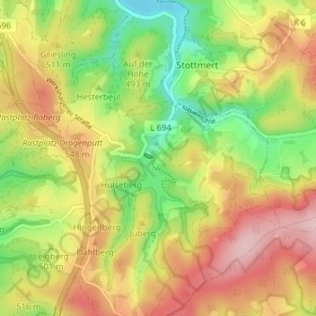 Carte topographique Mettgenberg, altitude, relief