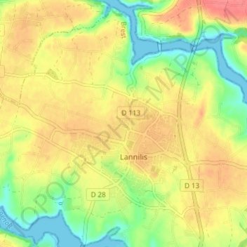 Carte topographique Croix Rouge, altitude, relief