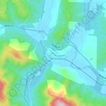 Carte topographique Noti, altitude, relief