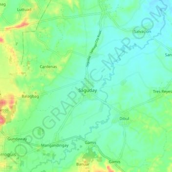 Carte topographique Saguday, altitude, relief
