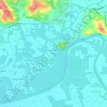 Carte topographique Rouzet, altitude, relief