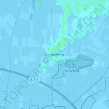 Carte topographique Simonswolde, altitude, relief