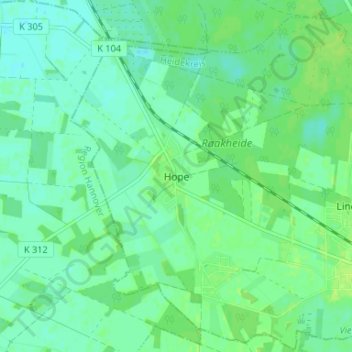 Carte topographique Hope, altitude, relief