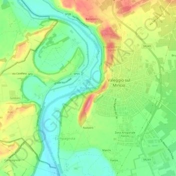 Carte topographique Borghetto, altitude, relief