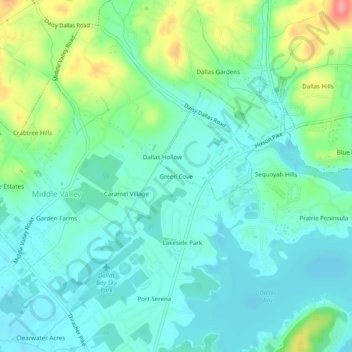 Carte topographique Green Cove, altitude, relief
