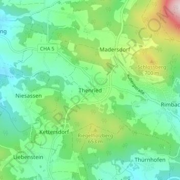 Carte topographique Thenried, altitude, relief