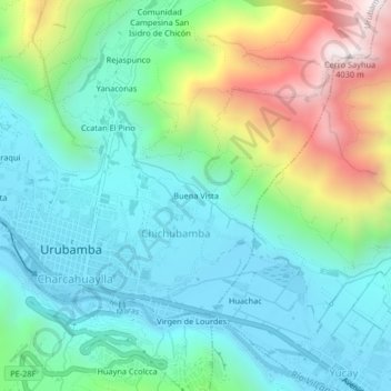 Carte topographique Buena Vista, altitude, relief