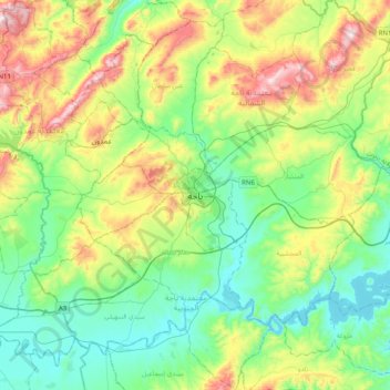 Carte topographique Béja, altitude, relief