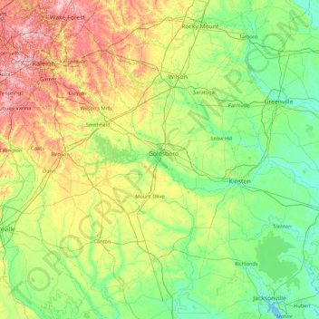 Carte topographique Wayne, altitude, relief