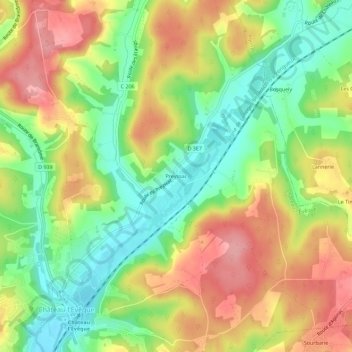 Carte topographique Preyssac, altitude, relief