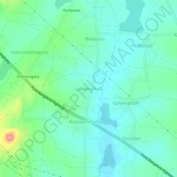 Carte topographique Lakkenahalli, altitude, relief