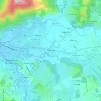 Carte topographique Maddalen, altitude, relief