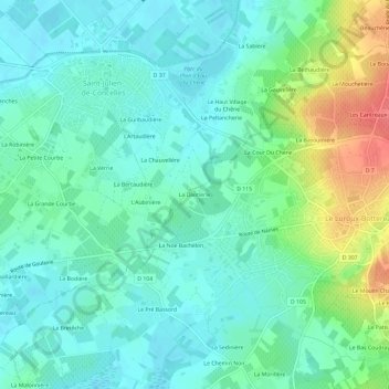 Carte topographique La Dixmerie, altitude, relief