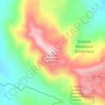 Carte topographique Granite Mountain, altitude, relief