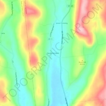 Carte topographique South Hartwick, altitude, relief
