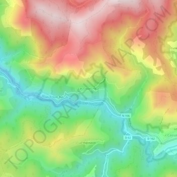 Carte topographique Les Crozes Haut, altitude, relief