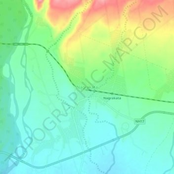 Carte topographique Nagrakata, altitude, relief
