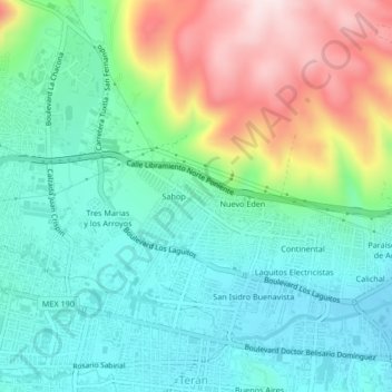 Carte topographique Bonampak, altitude, relief