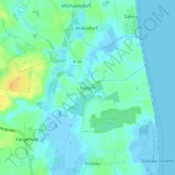 Carte topographique Siggen, altitude, relief