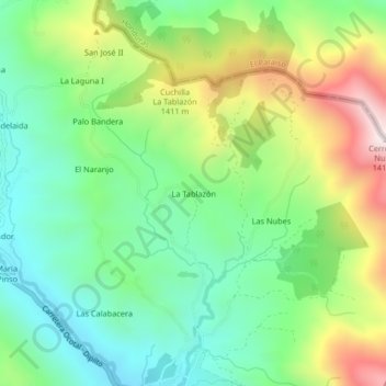 Carte topographique La Tablazón, altitude, relief
