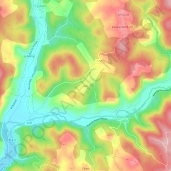 Carte topographique Sals, altitude, relief