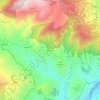 Carte topographique Querceto, altitude, relief