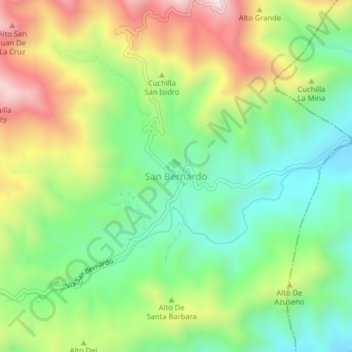 Carte topographique San Bernardo, altitude, relief