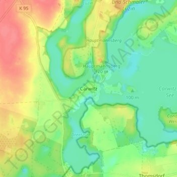 Carte topographique Carwitz, altitude, relief