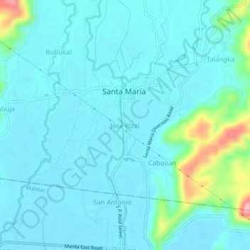Carte topographique Jose Rizal, altitude, relief