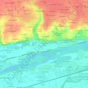 Carte topographique La Chevalette-Sud, altitude, relief