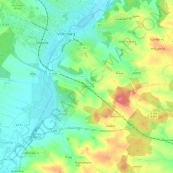 Carte topographique Thalham, altitude, relief