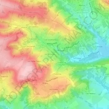 Carte topographique La Barre, altitude, relief