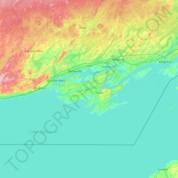 Carte topographique Prince Edward, altitude, relief