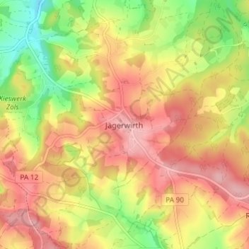 Carte topographique Jägerwirth, altitude, relief