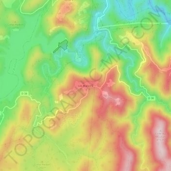 Carte topographique Les Marjoris, altitude, relief