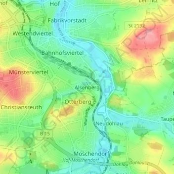 Carte topographique Alsenberg, altitude, relief