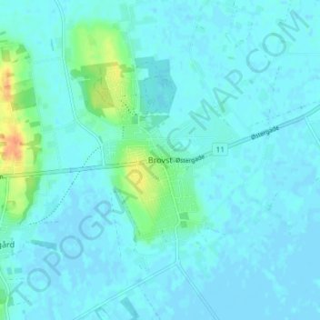 Carte topographique Brovst, altitude, relief