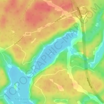 Carte topographique Rock Bay, altitude, relief