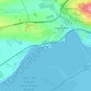 Carte topographique Kingoodie, altitude, relief
