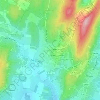 Carte topographique Les Martins, altitude, relief