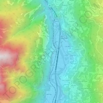 Carte topographique Le Fiusey, altitude, relief