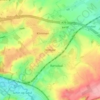 Carte topographique Termaar, altitude, relief